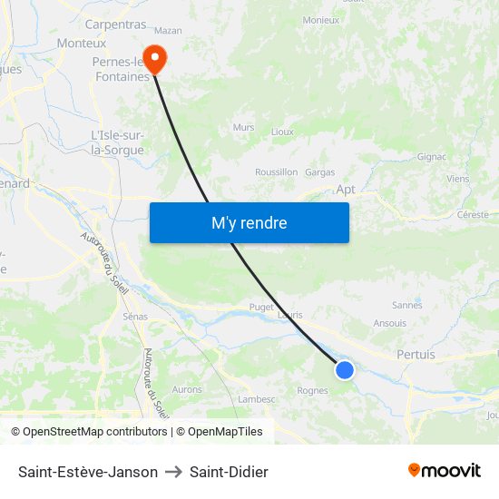 Saint-Estève-Janson to Saint-Didier map