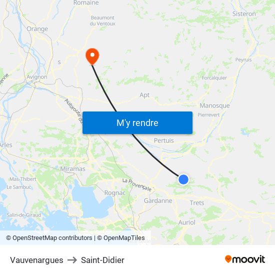 Vauvenargues to Saint-Didier map