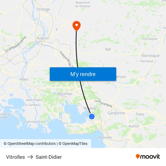 Vitrolles to Saint-Didier map