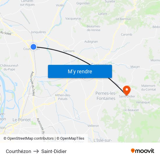 Courthézon to Saint-Didier map