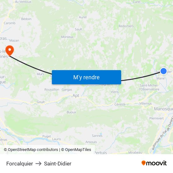 Forcalquier to Saint-Didier map