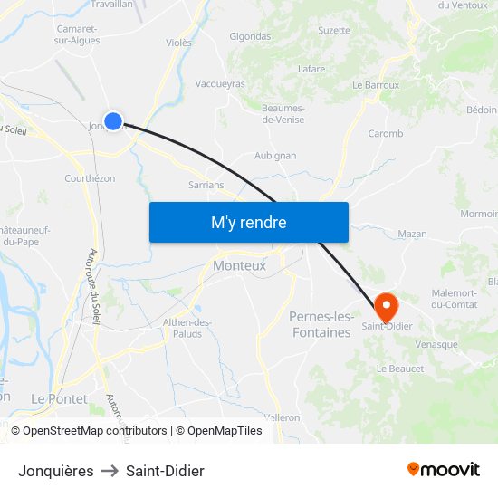 Jonquières to Saint-Didier map