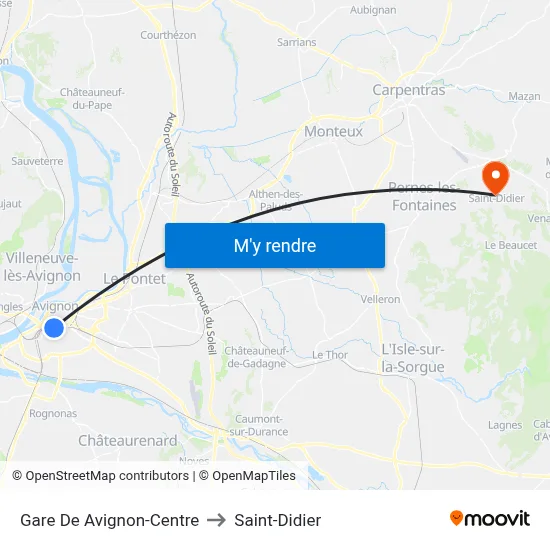 Gare De Avignon-Centre to Saint-Didier map