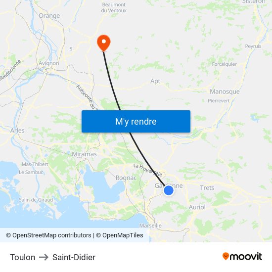 Toulon to Saint-Didier map