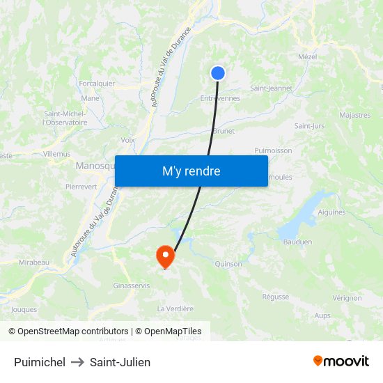 Puimichel to Saint-Julien map