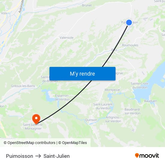 Puimoisson to Saint-Julien map