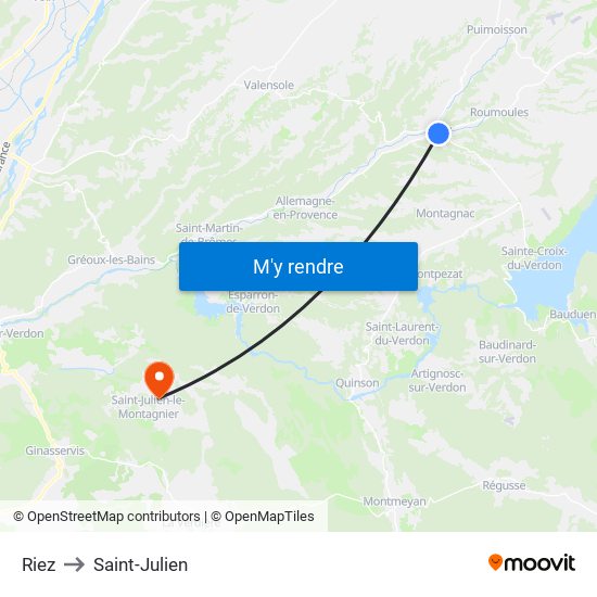 Riez to Saint-Julien map