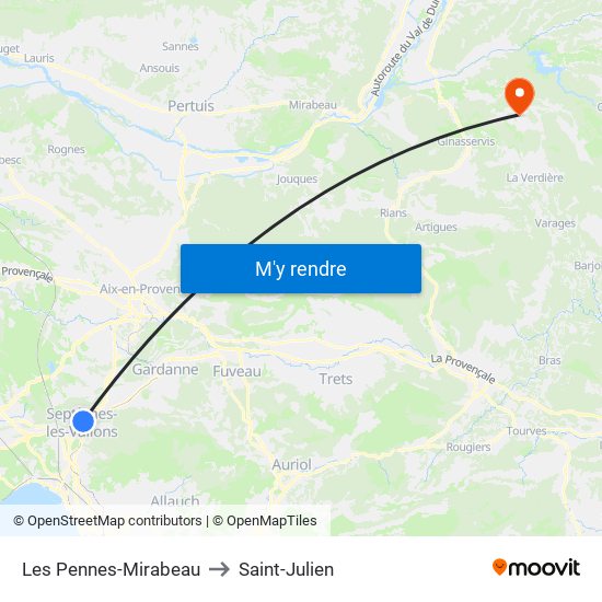 Les Pennes-Mirabeau to Saint-Julien map