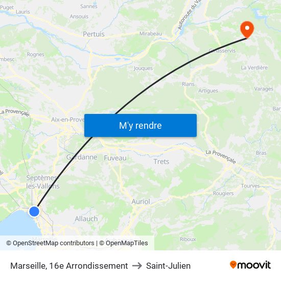 Marseille, 16e Arrondissement to Saint-Julien map