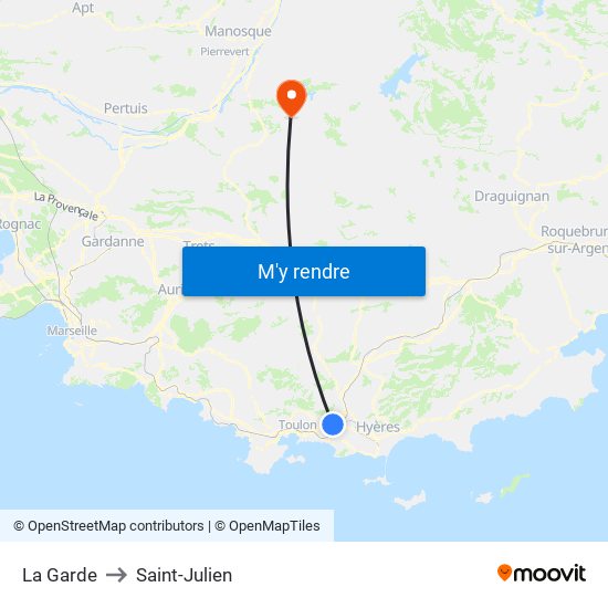 La Garde to Saint-Julien map