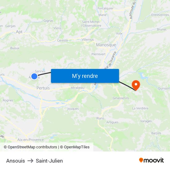 Ansouis to Saint-Julien map