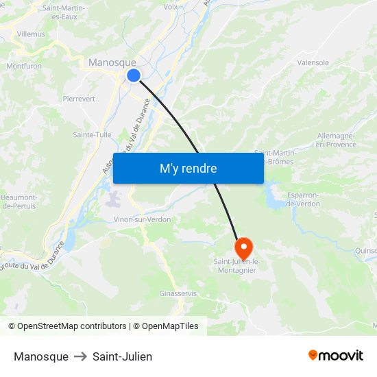 Manosque to Saint-Julien map