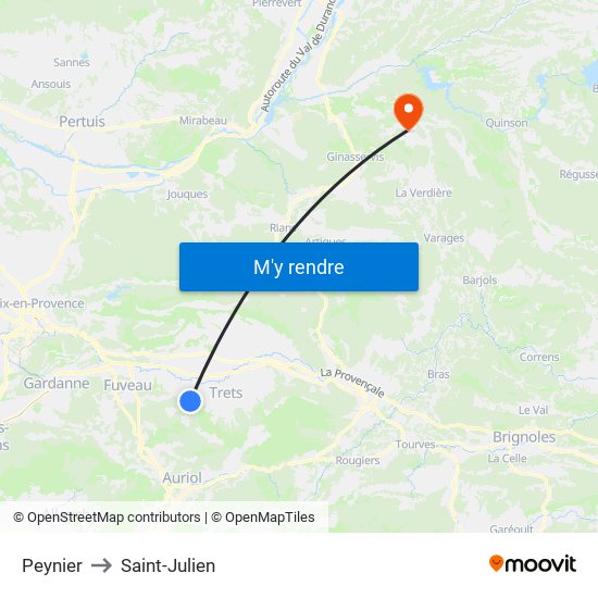 Peynier to Saint-Julien map