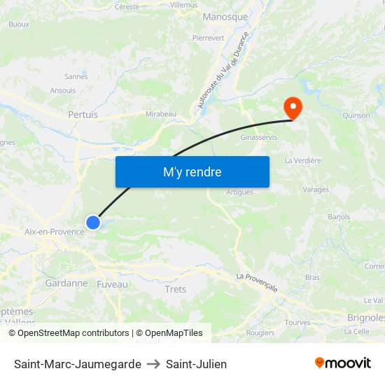 Saint-Marc-Jaumegarde to Saint-Julien map