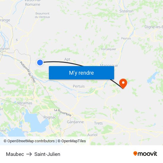 Maubec to Saint-Julien map
