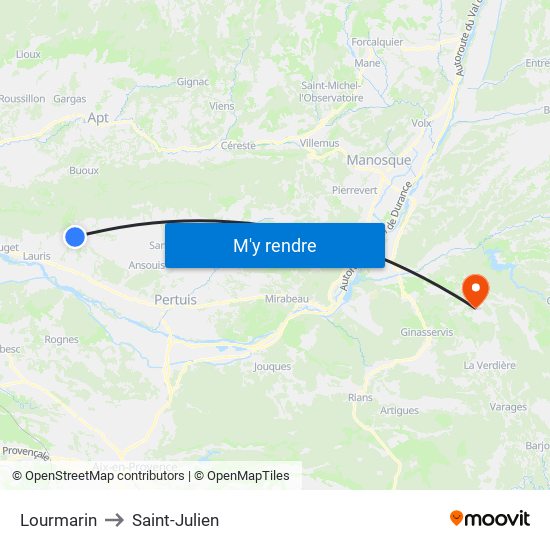 Lourmarin to Saint-Julien map
