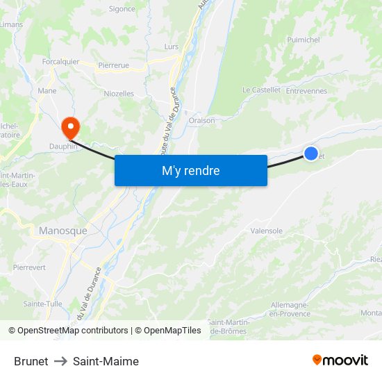 Brunet to Saint-Maime map