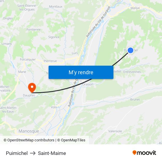 Puimichel to Saint-Maime map