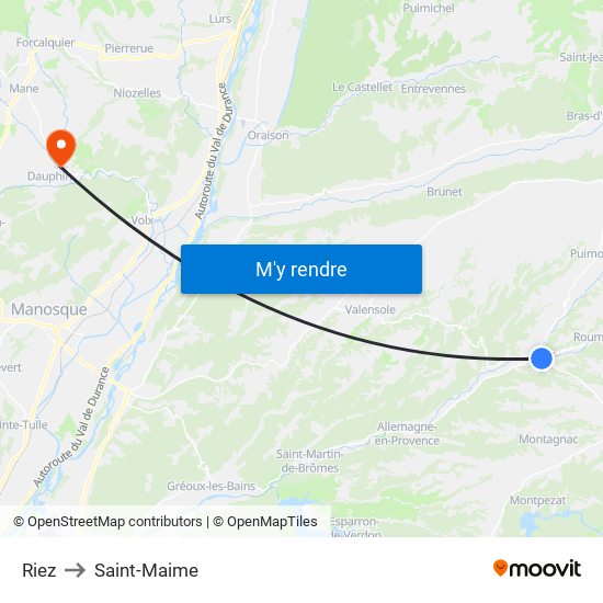 Riez to Saint-Maime map