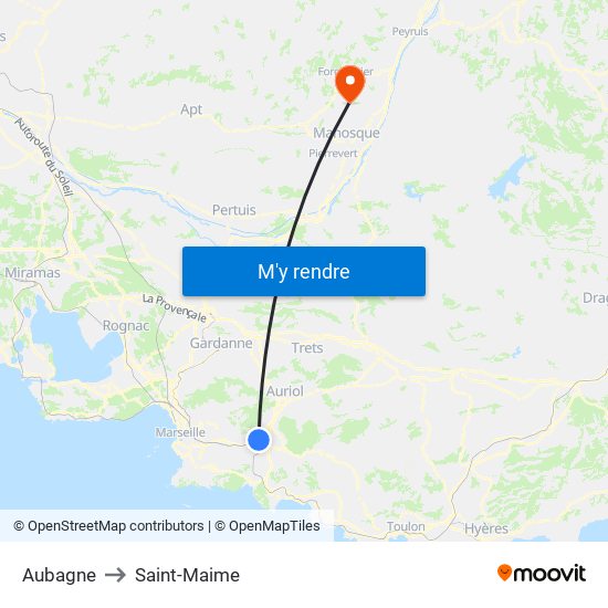 Aubagne to Saint-Maime map