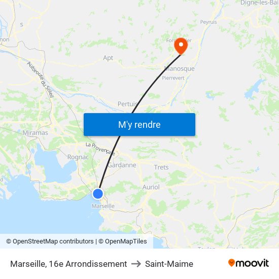 Marseille, 16e Arrondissement to Saint-Maime map