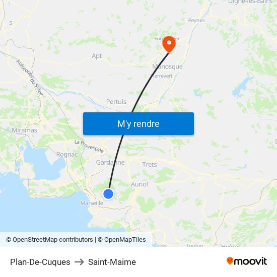 Plan-De-Cuques to Saint-Maime map