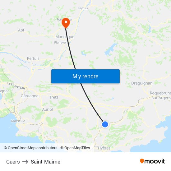 Cuers to Saint-Maime map