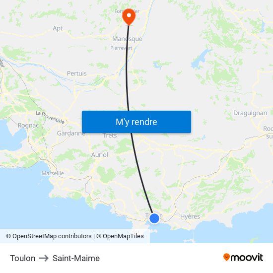 Toulon to Saint-Maime map