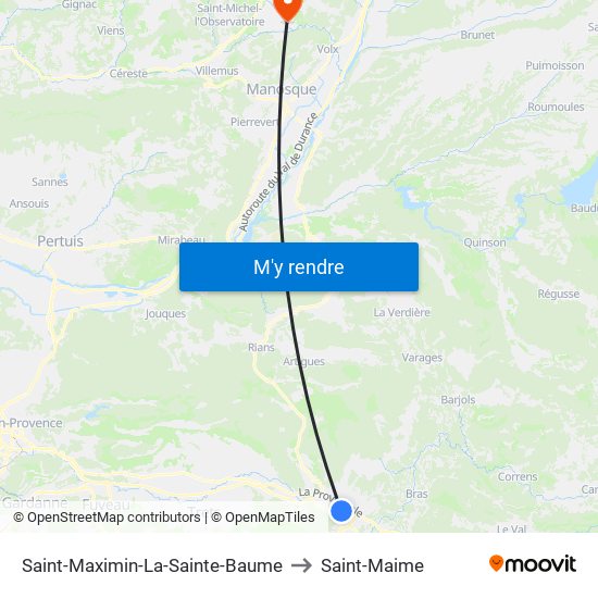 Saint-Maximin-La-Sainte-Baume to Saint-Maime map