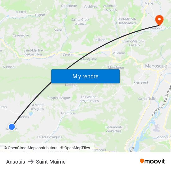 Ansouis to Saint-Maime map