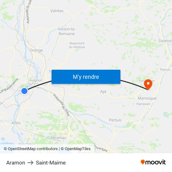 Aramon to Saint-Maime map