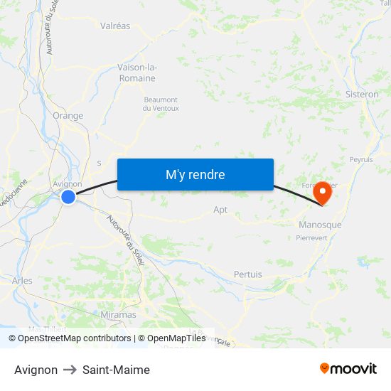 Avignon to Saint-Maime map