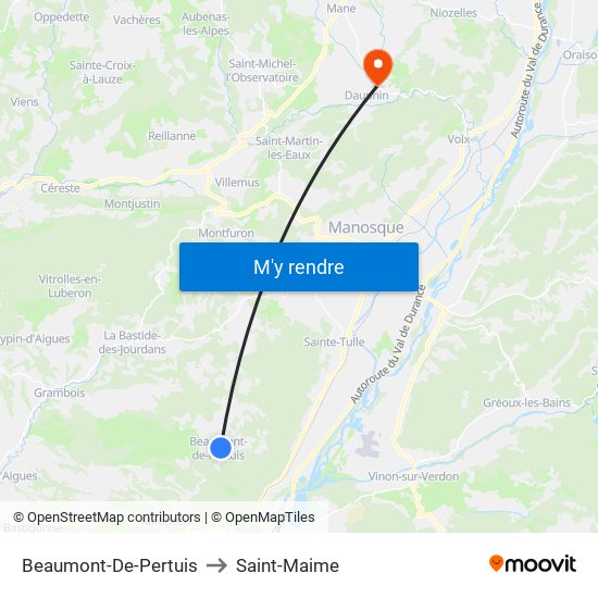 Beaumont-De-Pertuis to Saint-Maime map
