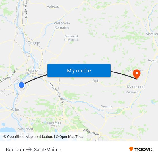 Boulbon to Saint-Maime map