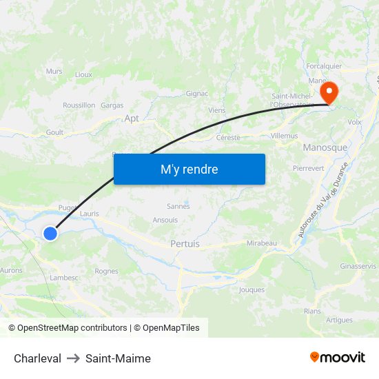 Charleval to Saint-Maime map
