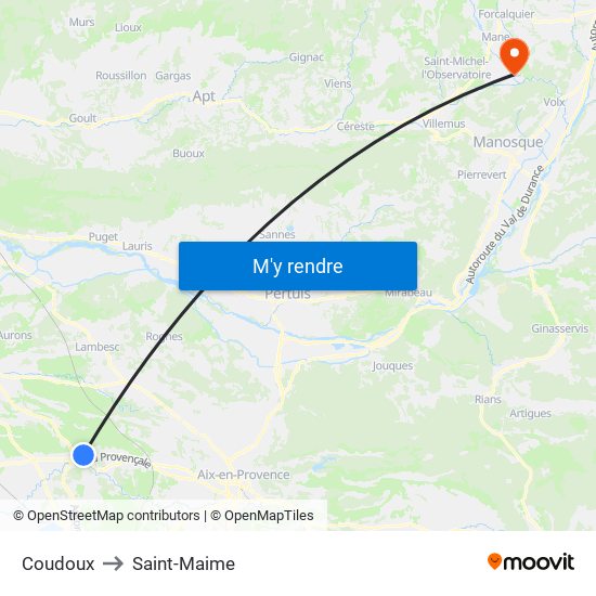 Coudoux to Saint-Maime map