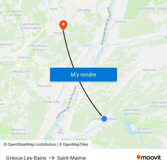 Gréoux-Les-Bains to Saint-Maime map
