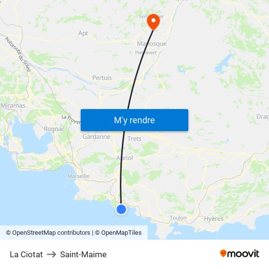 La Ciotat to Saint-Maime map