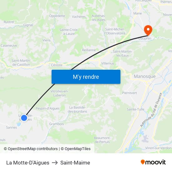 La Motte-D'Aigues to Saint-Maime map
