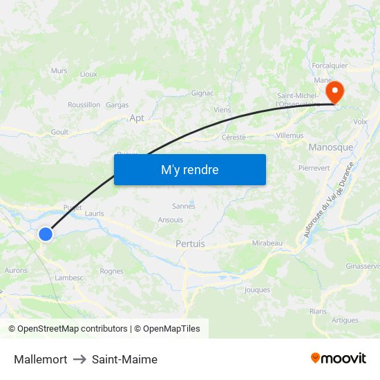 Mallemort to Saint-Maime map