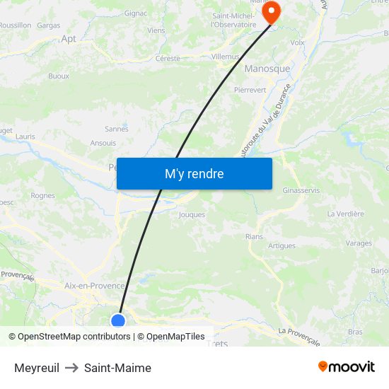 Meyreuil to Saint-Maime map