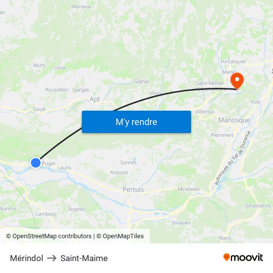 Mérindol to Saint-Maime map