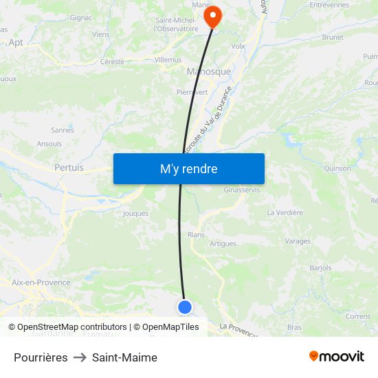 Pourrières to Saint-Maime map
