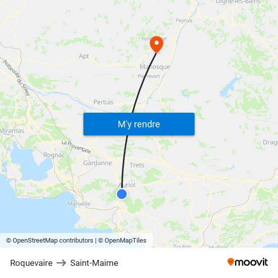 Roquevaire to Saint-Maime map