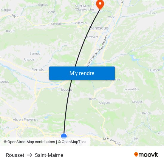 Rousset to Saint-Maime map
