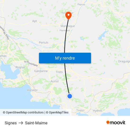 Signes to Saint-Maime map