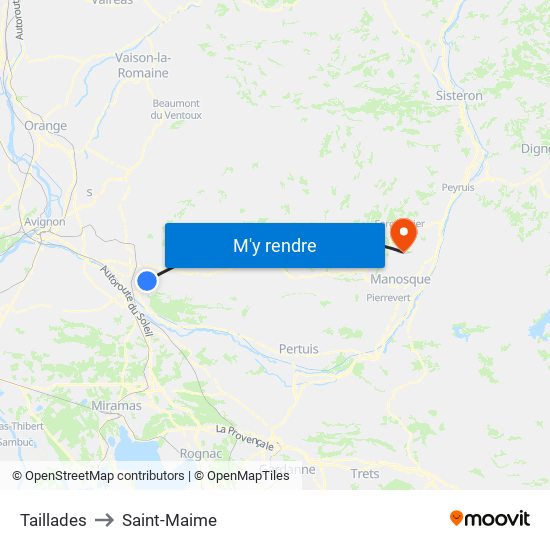 Taillades to Saint-Maime map