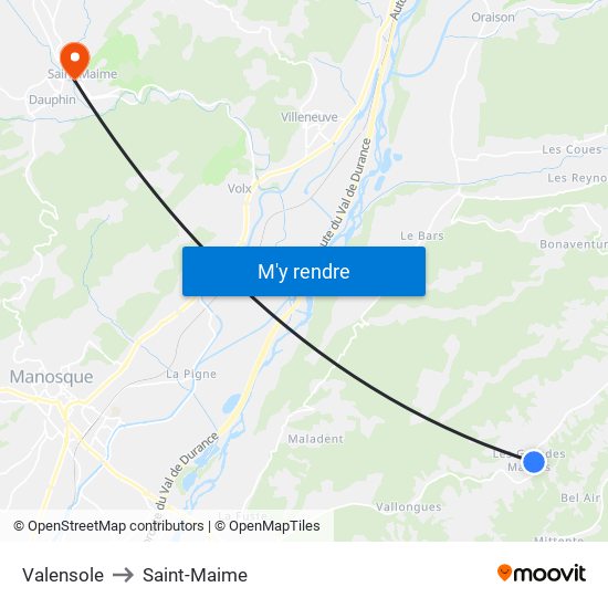 Valensole to Saint-Maime map