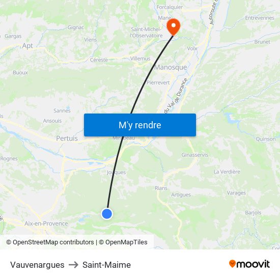 Vauvenargues to Saint-Maime map