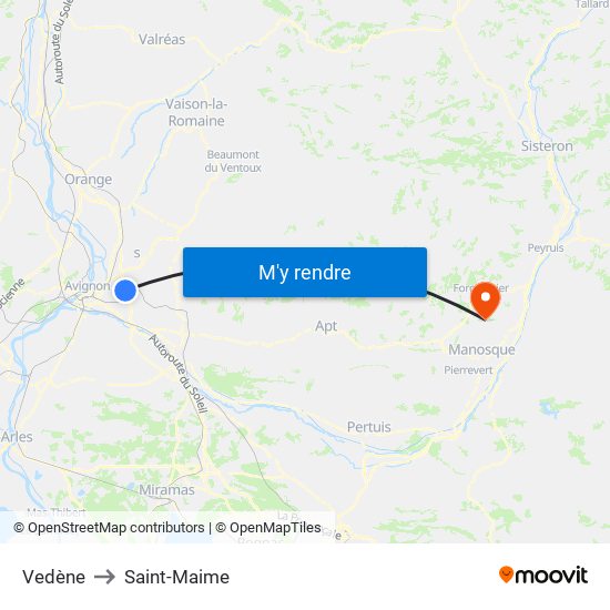 Vedène to Saint-Maime map